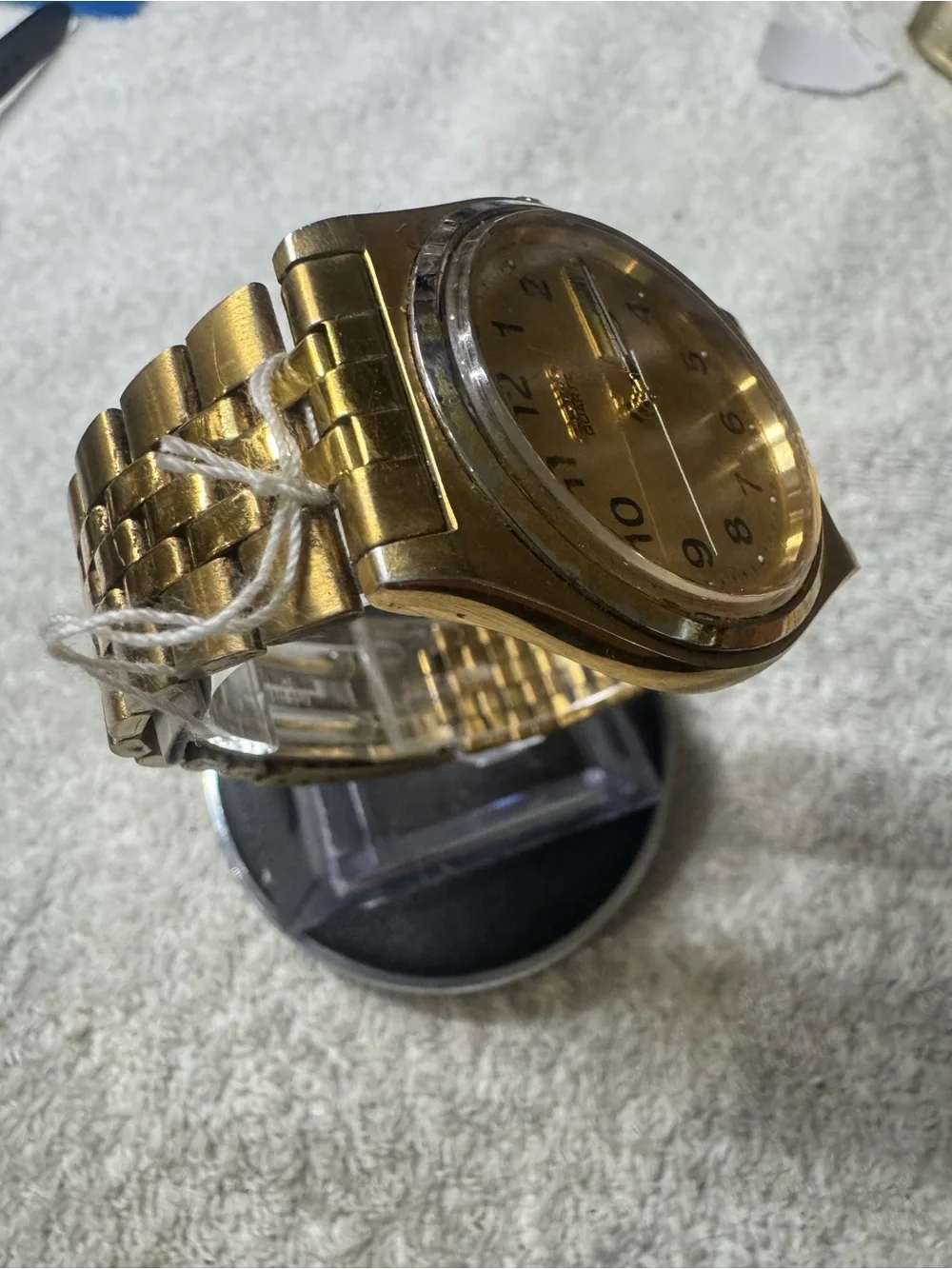 Seiko Gold Tone Quartz Watch with Black Numerals